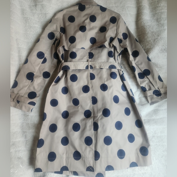 On 34th polka-dot Trench-coat Size M Beige Blue Navy Dots BNWT. NO LOW BALLING!! - Picture 6 of 8